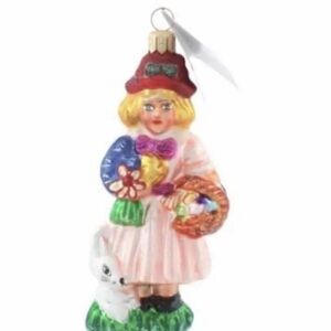 Vintage Christopher Radko 1998 spring maiden girl with Easter basket ornament